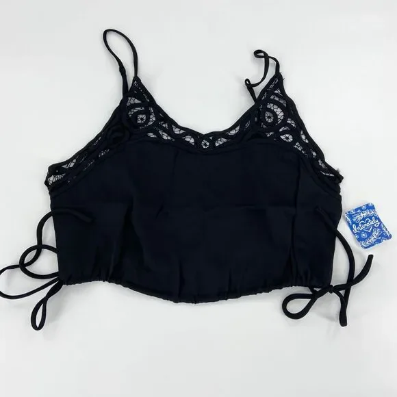 Free People Intimately Black Blouson Satin Brami Crop Camisole XS - Picture 3 of 13